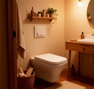 Toilet immuntat mal-ħajt kwadru abjad